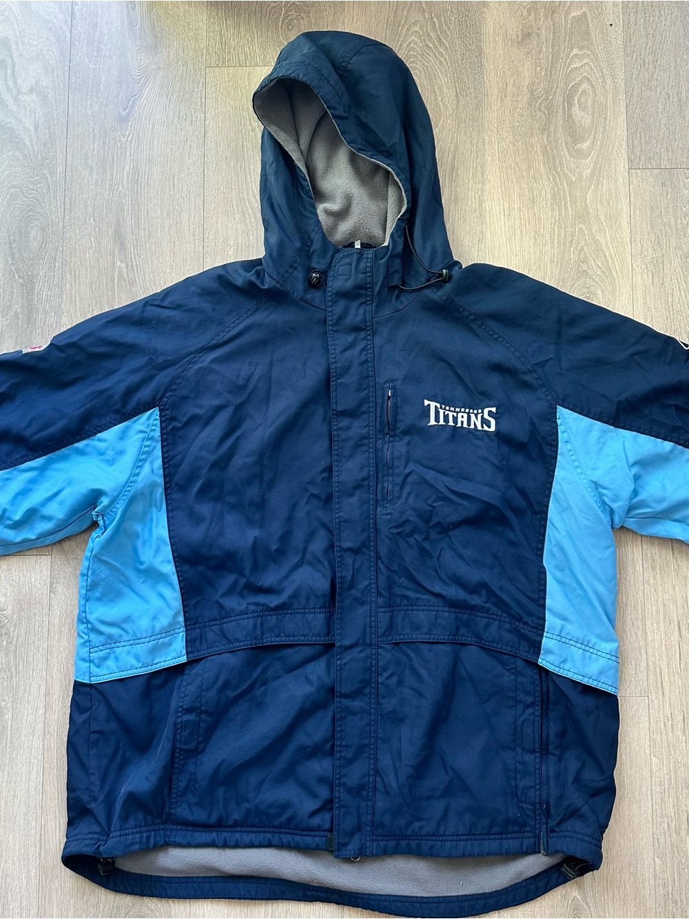 Vintage Reebok NFL Tennessee Titans Blue Hooded Y2K Jacket Men’s Size XL